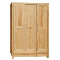 Nowoczesna szafa drewniana sosnowa, 3 drzwiowa, z 2 szufladami