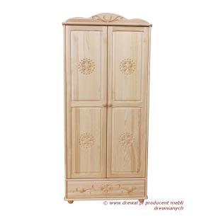 02. Szafa drewniana rzeźbiona rozeta II 2D/1S falbana - drążek