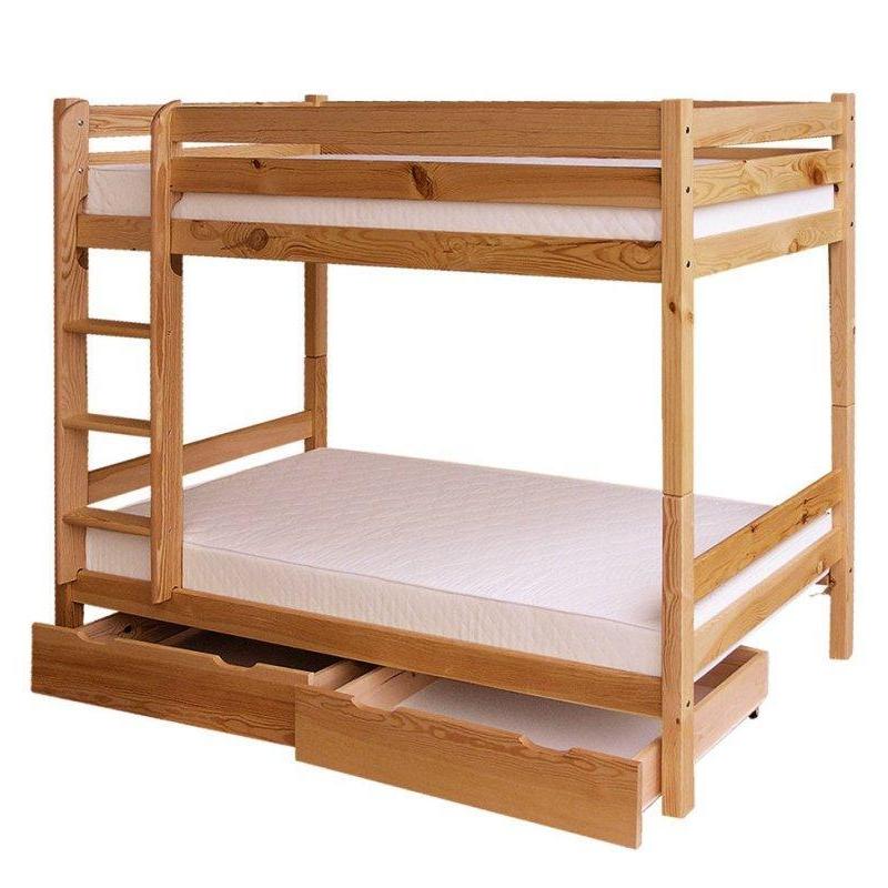 12. Łóżko sosnowe piętrowe podwójne bez szuflad