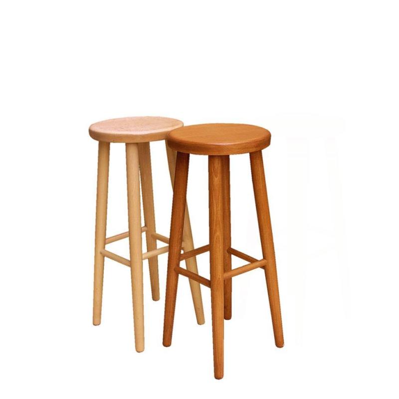 02. Taboret  drewniany bukowy barowy wys.75