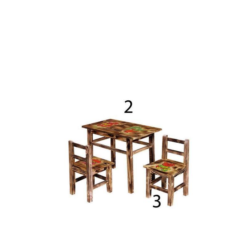 02. Stolik dziecinny wypalany+ 2 krzesełka (komplet)