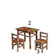 02. Stolik dziecinny wypalany+ 2 krzesełka (komplet)